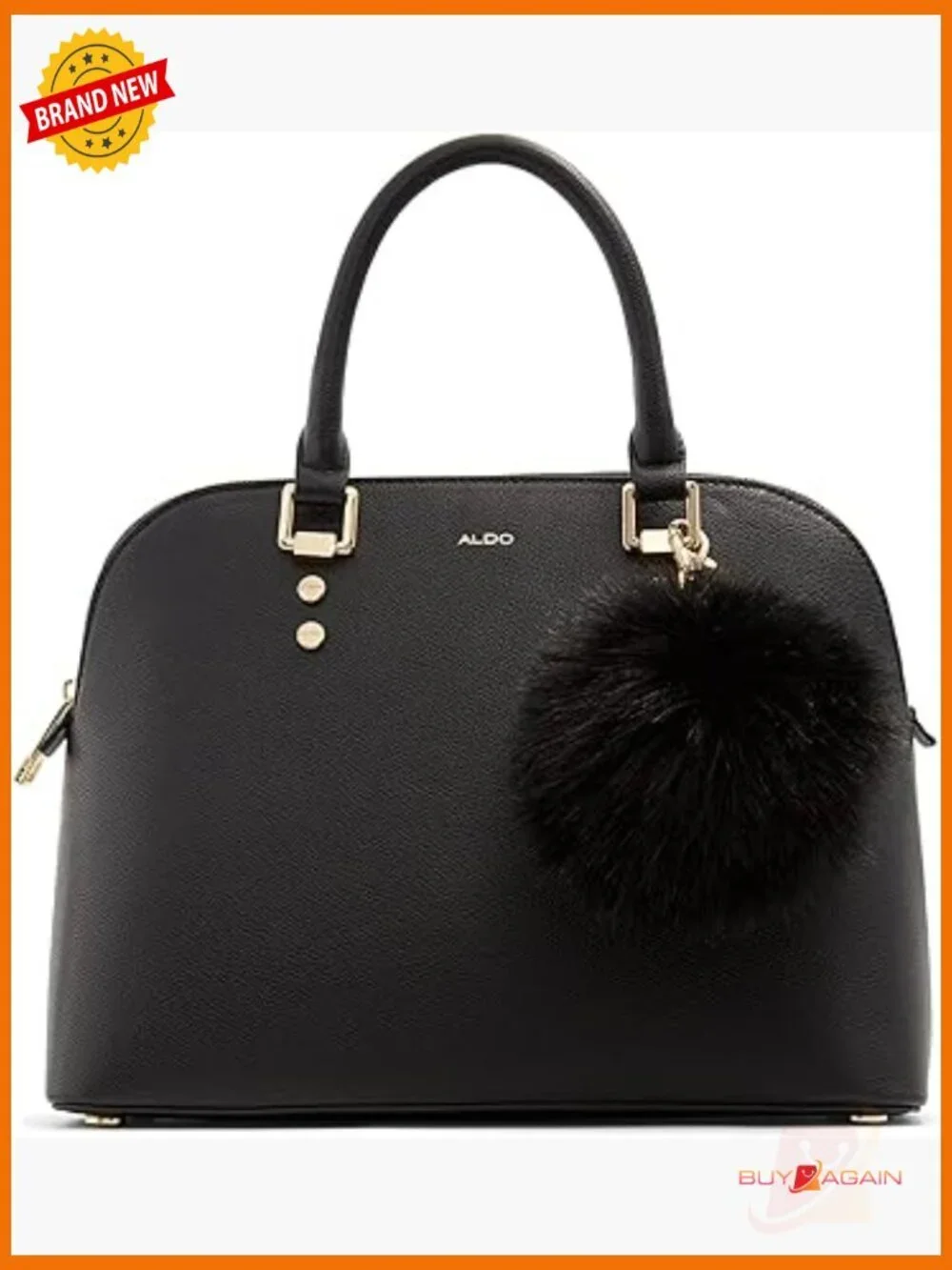 Dome Crossbody Satchel Handbag Faux Leather Medium Adjustable Strap